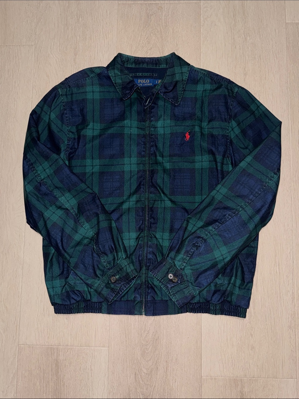 Polo by Ralph Lauren Green & Navy Plaid Zip-Up Jacket